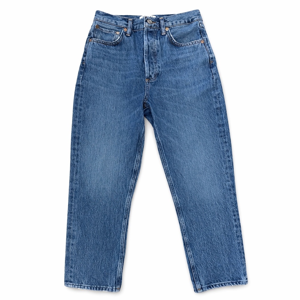 Agolde Straight Leg Jeans in Medium Blue - Picture 3 of 11